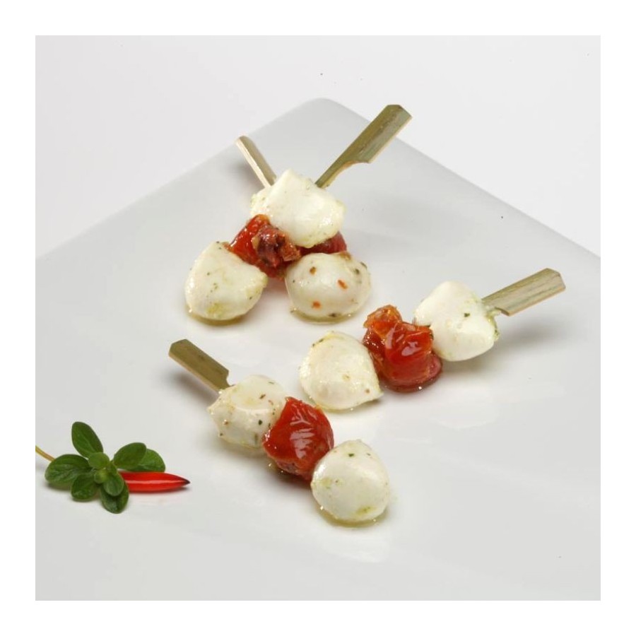 Mini brocheta gourmet de mozzarella, tomate y pesto 17 g

