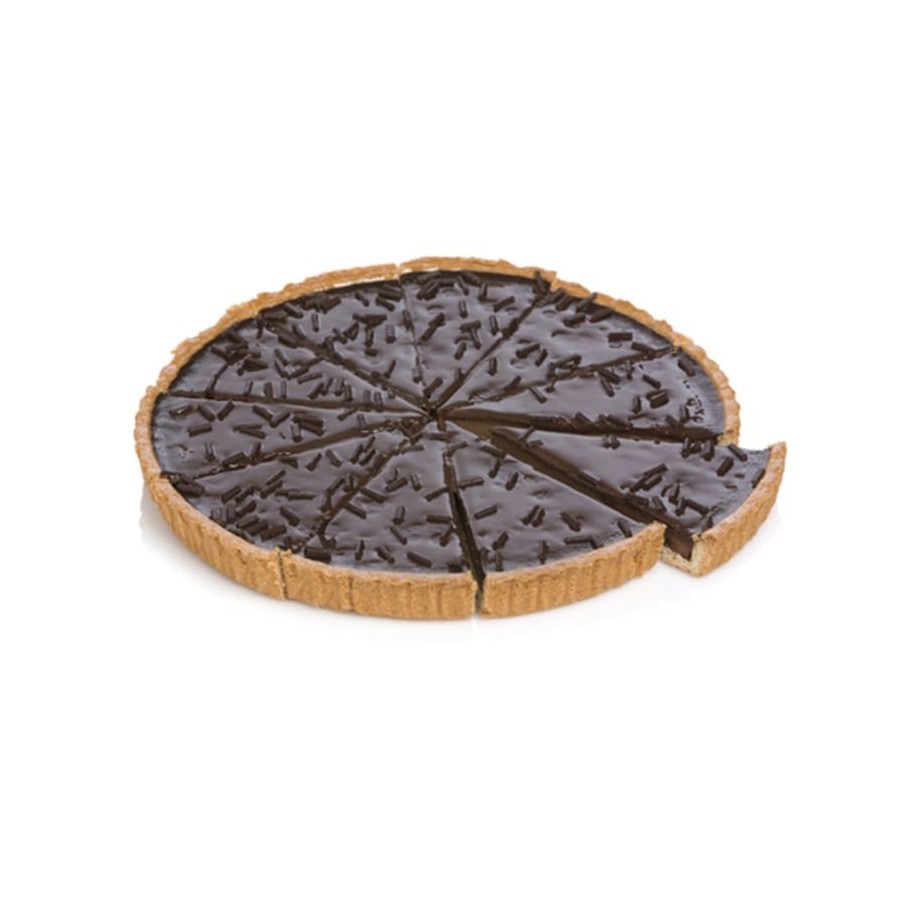 Tarta de chocolate precortada con base de galleta crujiente

