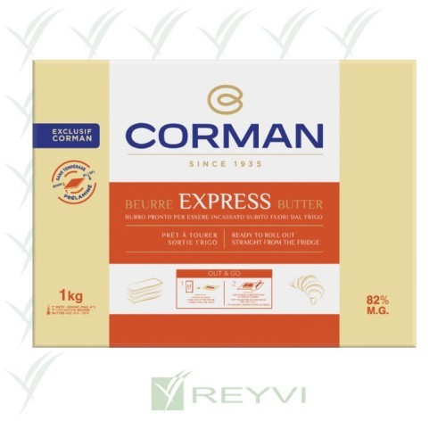 Mantequilla Express Corman 82% M.G. | Lista para Hojaldrar | Plasticidad y Firmeza Óptimas | 100% Mantequilla
