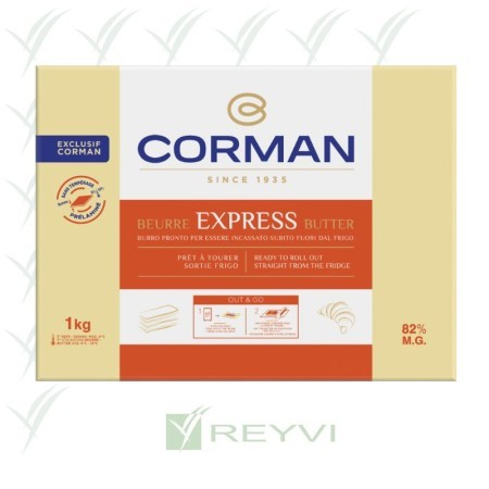 Mantequilla Express Corman 82% M.G. | Lista para Hojaldrar | Plasticidad y Firmeza Óptimas | 100% Mantequilla
