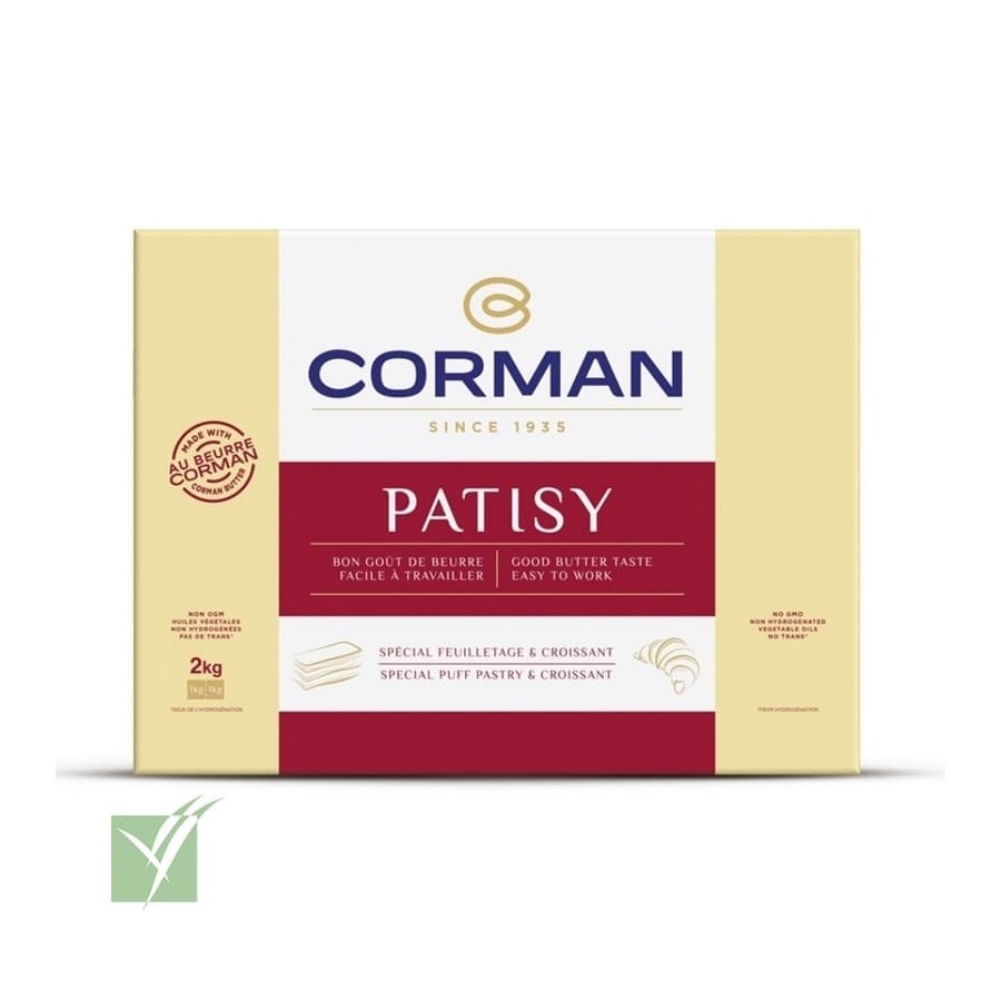 Patisy 78% M.G. de Corman | Sabor a Mantequilla | Plasticidad y Textura Firme | Ideal para Altas Temperaturas