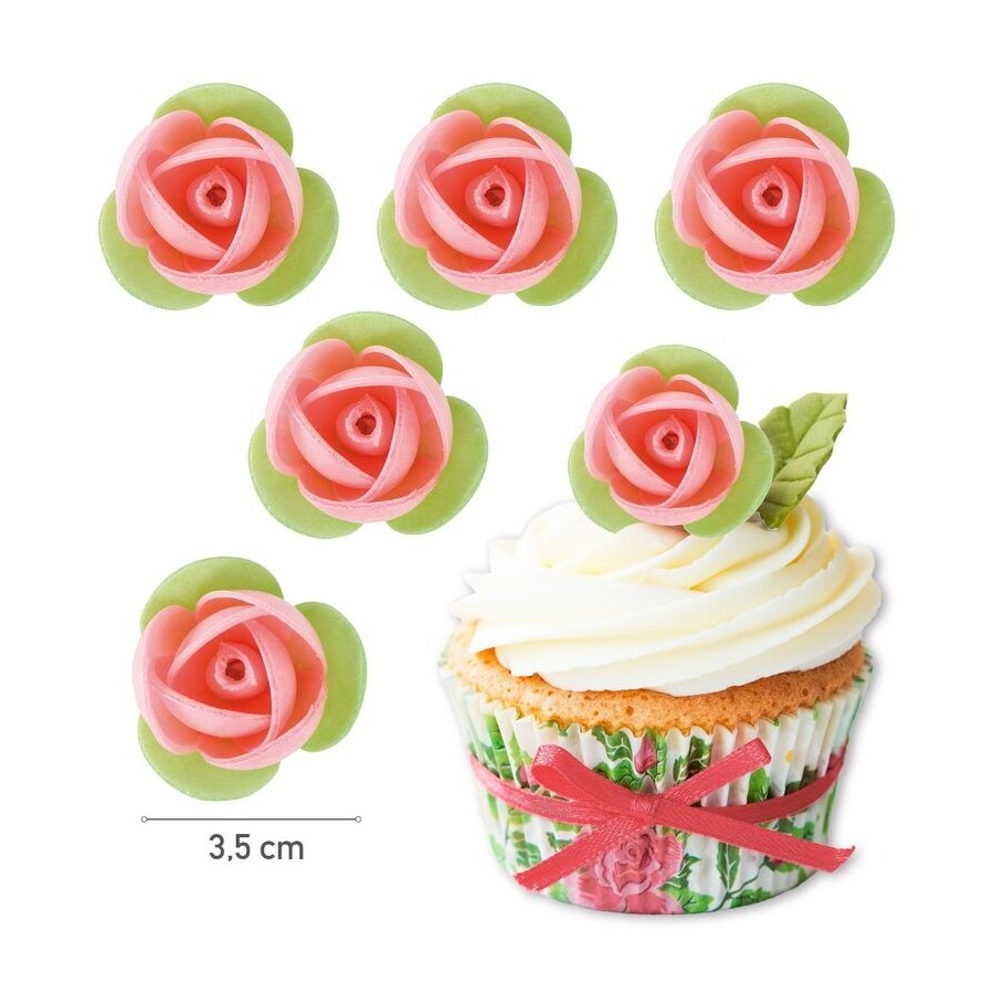 ROSA C/HOJA ROSA OBLEA 35 MM C/140 UD