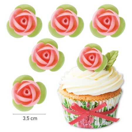 ROSA C/HOJA ROSA OBLEA 35 MM C/140 UD