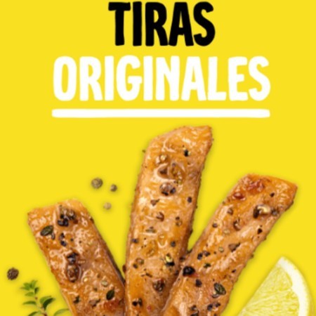 Tiras vegetales Heüra sabor pollo – caja 2,5 kg, apto veganos