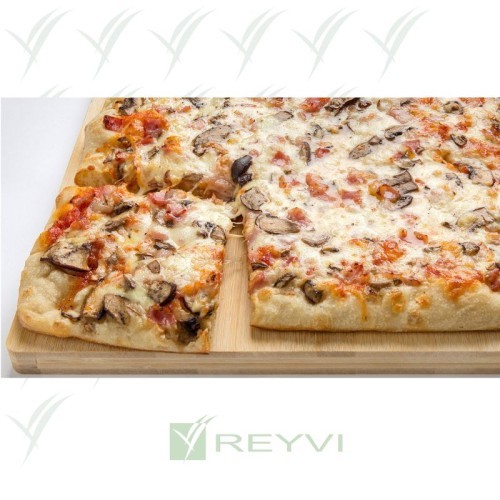 Plancha de pizza bacon y portobello con masa madre 30x40 cm

