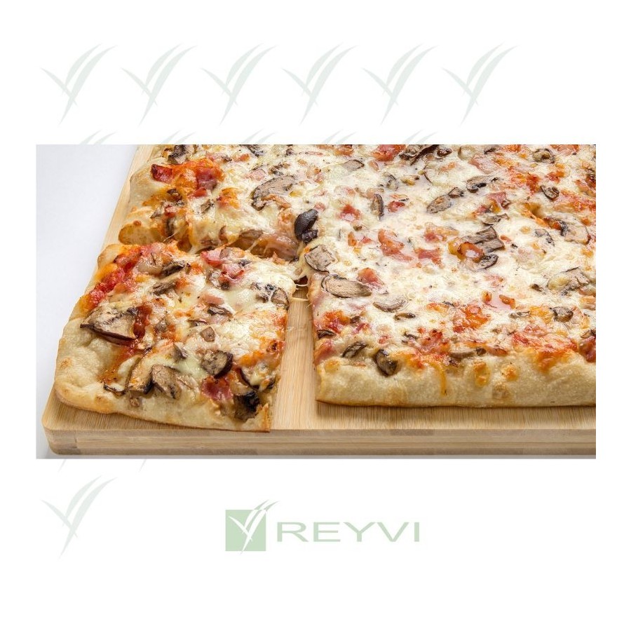 Plancha de pizza bacon y portobello con masa madre 30x40 cm

