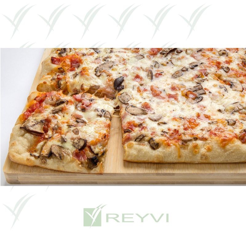 Plancha de pizza bacon y portobello con masa madre 30x40 cm

