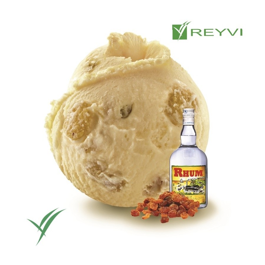 Helado artesano de ron con pasas

