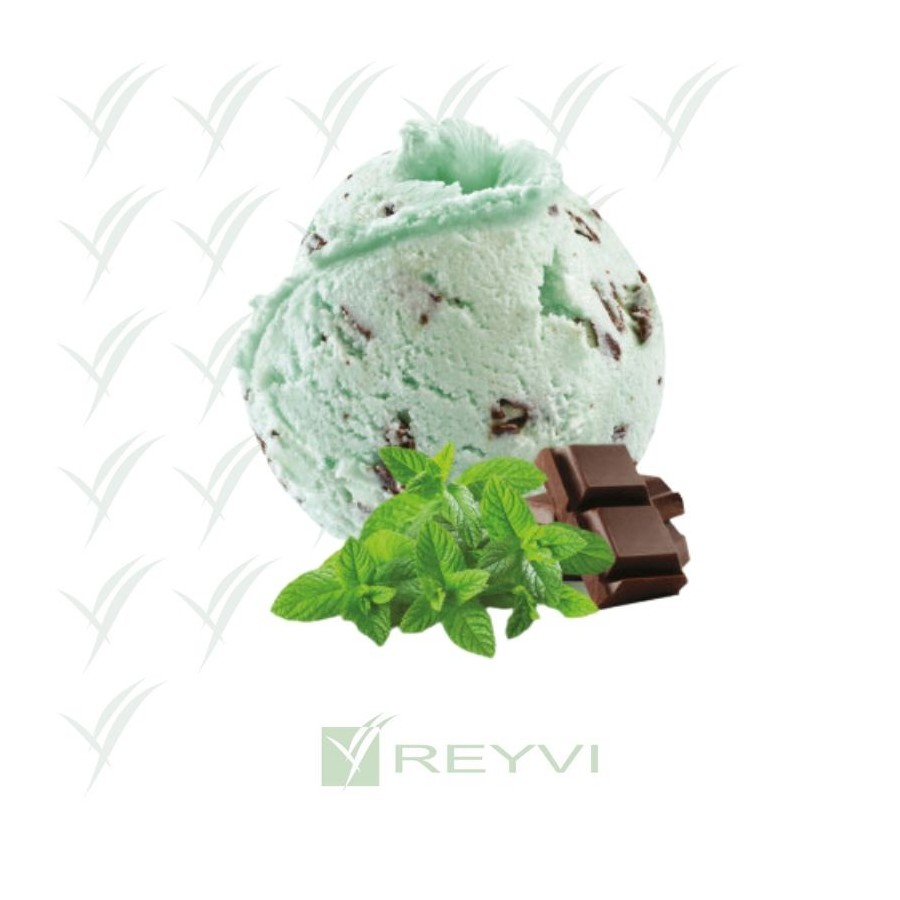 Helado artesano de chocolate con menta fresca

