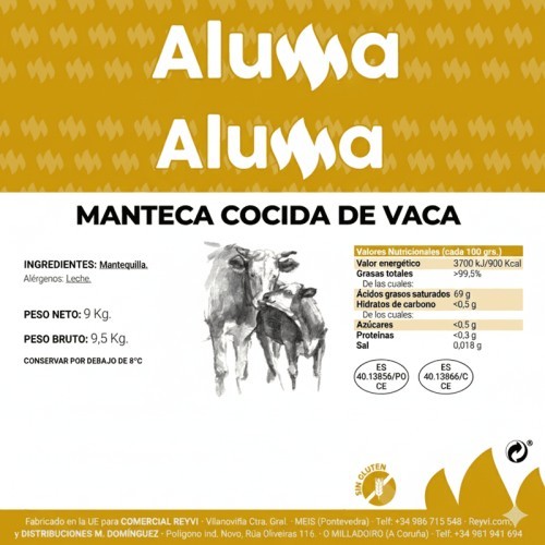 Manteca cocida de vaca calidad extra.