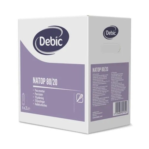 Caja nata Debic Natop, envase de 1 litro, mezcla de nata animal y grasas vegetales 80/20 para repostería profesional