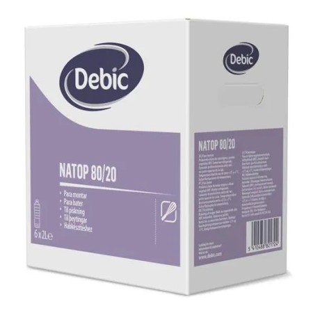 Caja nata Debic Natop, envase de 1 litro, mezcla de nata animal y grasas vegetales 80/20 para repostería profesional