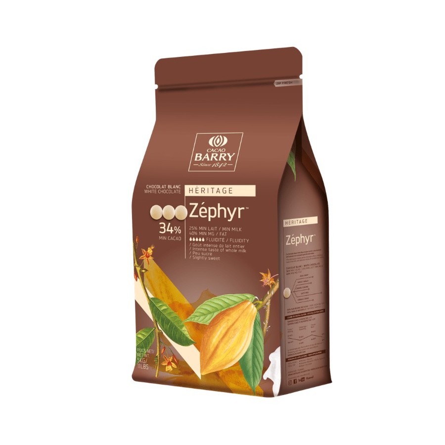 Zéphyr, chocolate blanco de cobertura 34% de Cacao Barry - Bolsa 10 kg