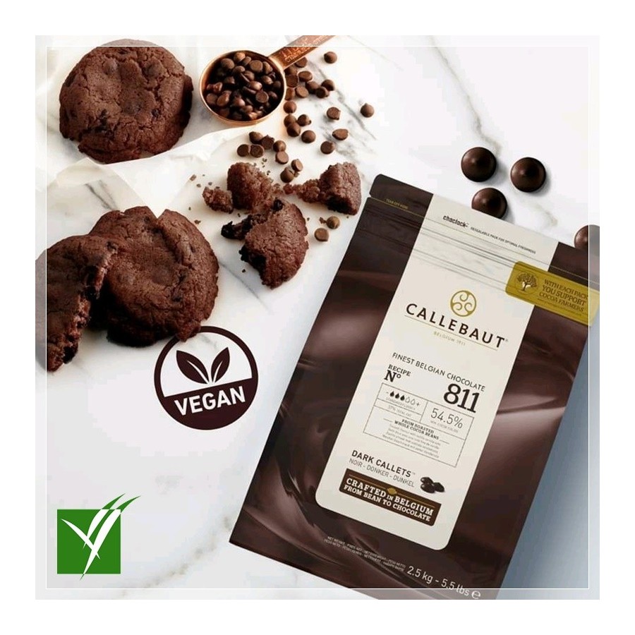 Chocolate negro 811 en gotas de Callebaut: 54,5% cacao - Bolsa 2,5 kg