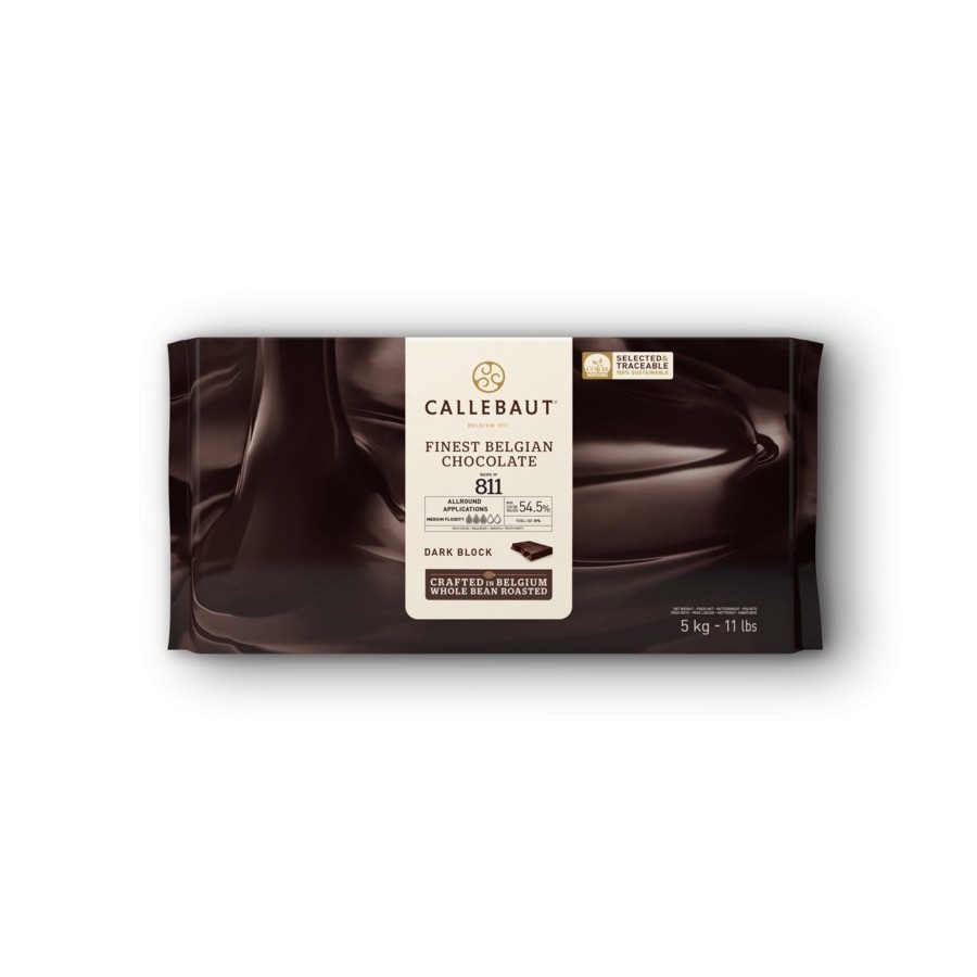 Chocolate negro Callebaut 811 en bloque, 53,8% cacao - Bloque 5 kg
