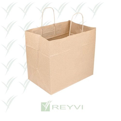 Bolsa kraft con asas 32+21x28 cm | Caja 250 unidades