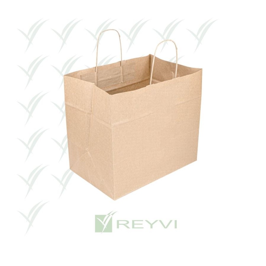 Bolsa kraft con asas 32+21x28 cm | Caja 250 unidades