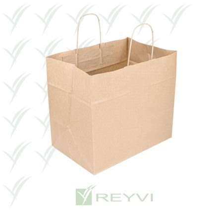 Bolsa kraft con asas 32+21x28 cm | Caja 250 unidades
