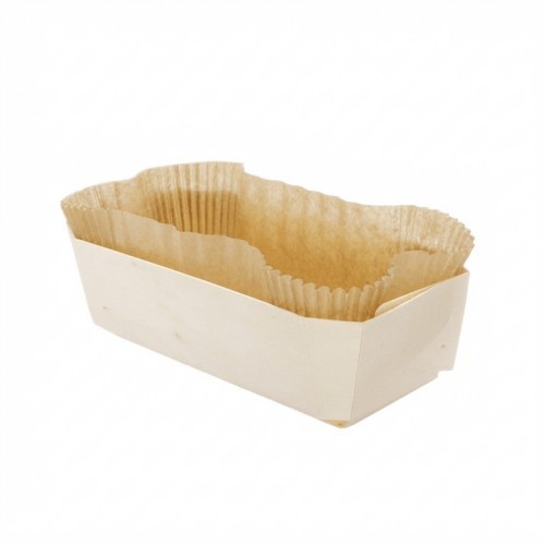 Molde de madera 18,5x11,5x6 cm 350 g | Con papel siliconado | 100 ud