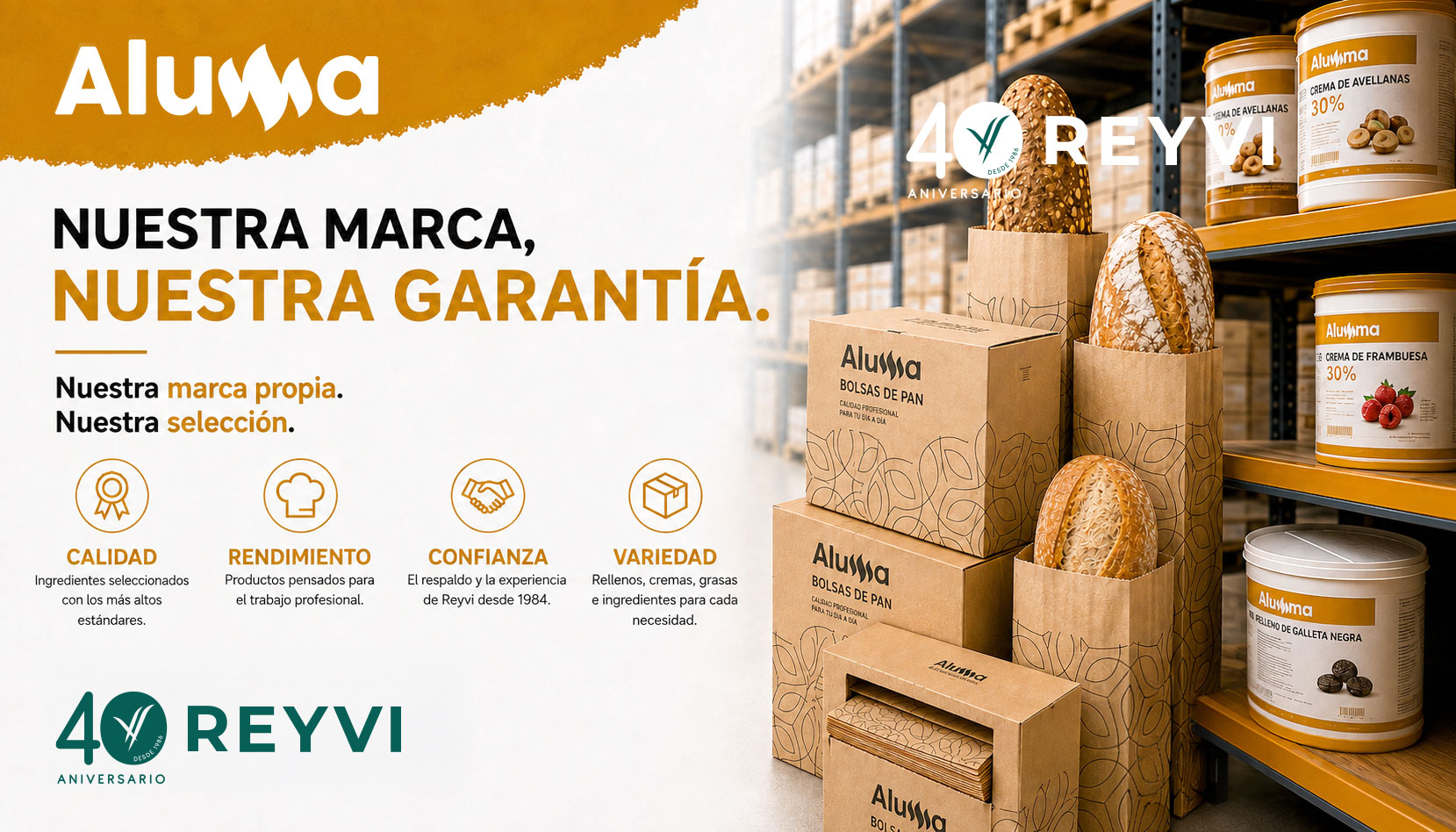 Envases de productos ALUMA, marca propia de Reyvi
